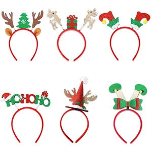 Set of 6 festive Christmas headbands including reindeer antlers and elf legs for party decor