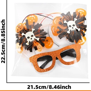 Halloween-Fransenbrille mit Kürbis- und Totenkopfdekor in Einzelhandelsverpackung