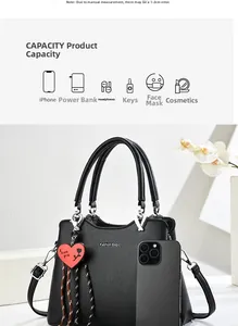 Detailed capacity comparison of the black litchi grain leather handbag with phone