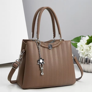 Women Handbag Crossbody Bag PU Leather Geometric Honeycomb Texture Metal Flower Pendant Commuting Elegant For Ladies