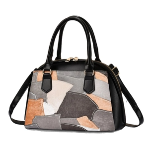 Borsa Boston multicolore patchwork a forma di ciliegia con tracolla e manici