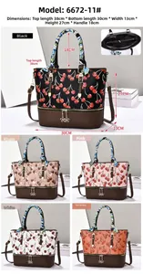 Spécifications de taille et compartiments internes pour sacs cabas à motif cerise