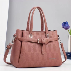 Sac à main rose poudré en similicuir avec poignées et bandoulière amovible