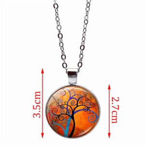 Collier pendentif arbre de vie en verre, 2,7 cm de diamètre avec marquages de dimensions