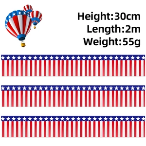 Detail of red white blue fringe banner with stars for Independence Day party decor