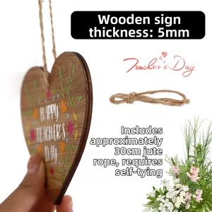 Macro shot showing the 5mm thickness and smooth walnut finish of the heart wooden plaque