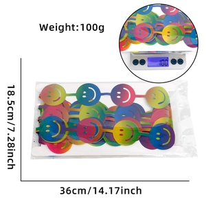 2m Rainbow gradient party fringe curtain with smiley face design for wall decoration
