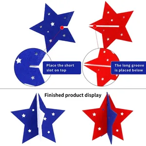 Stelle 3D in feltro rosso bianco blu per decorazioni da tavolo del Giorno dell'Indipendenza