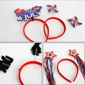 Détails du serre-tête pour le 4 juillet avec étoiles pailletées et texte décoratif