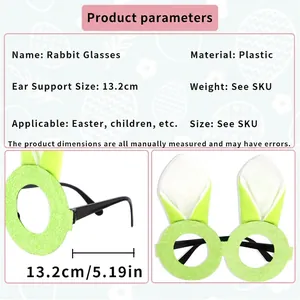 Lunettes lapin de Pâques avec paillettes vertes et oreilles en peluche pour la fête