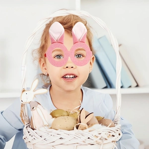 Lunettes oreilles de lapin de Pâques avec montures à paillettes roses et peluche douce