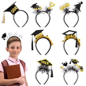 Graduation Season Headband Tassel Doctor Hat Hair Hoop University Graduation Ceremony Decoration GRAD Party Hair Accessory