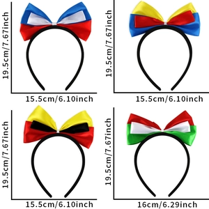 National flag bow headbands for fans, multi-color satin hair accessories for matches