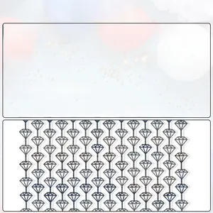 Detailed view of 1x2m laser silver rain silk curtain with geometric diamond PET texture