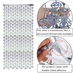 2m holographic silver diamond laser fringe curtain for birthday and wedding party decor