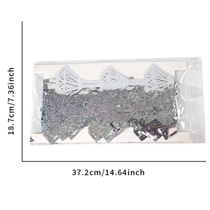 Silver laser glitter diamond bunting banner for birthday party decoration in retail packaging
