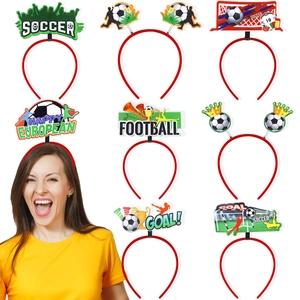 Soccer themed party headbands set featuring footballs and trophies for sports fans