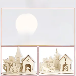 Detail of DIY Halloween wooden ornament with laser-cut ghost and pumpkin features
