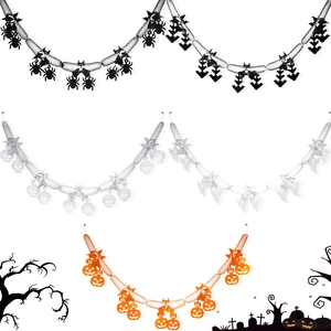 Halloween Honeycomb Pull Flower Garland Hanging Decorations PET Spider Bat Pumpkin Ghost Skeleton Party Decor Scene Prop