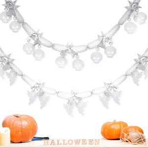 3m Halloween party garland featuring white skeleton and ghost honeycomb hanging decorations
