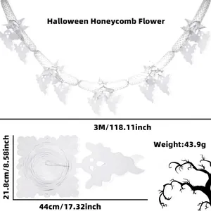 3M white honeycomb paper ghost garland for Halloween party wall hanging decoration