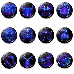 Twelve Zodiac Signs Glass Refrigerator Magnets Magnetic Fridge Sticker For Home Office Whiteboard Decorative Locker Ornament