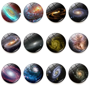 Galaxy Starry Sky Glass Refrigerator Magnet Universe Nebula Round Decorative Magnetic Fridge Sticker For Kitchen Office