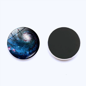 Cosmic galaxy crystal glass fridge magnets with blue nebula swirls and black magnetic back