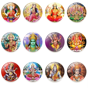 Hindu God Fridge Magnet Shiva Ganesha Lakshmi Religious Decor Crystal Glass Cabochon Magnetic For Home Refrigerator
