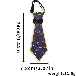 Cravatta blu scuro con stampe di tocco dorato e bordi glitterati per laureati