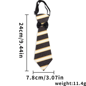 Cravatta per laurea a righe oro e nere glitterate, accessorio con altezza di 24cm
