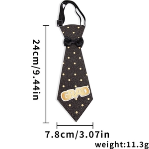 Cravatta per laurea bimbi con paillettes nere, pois dorati e scritta GRAD decorativa
