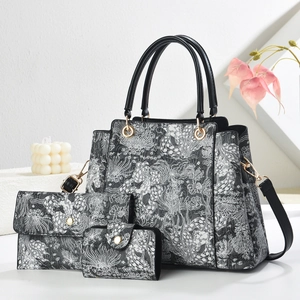 Sac à Main Vintage Broderie Florale Avec Portefeuille Et Porte-Cartes Assortis Femme Grande Capacité Jacquard Tote Sac Bandoulière
