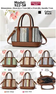 Spécifications de taille et vue du compartiment interne du sac à main à texture tissée