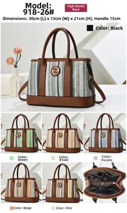 Detail view of woven textured bucket bag with leather trim and various color options