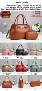 Detail view of 2-piece faux crocodile tote set with internal structure and metal hardware