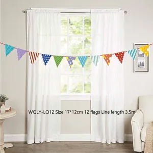 Close-up of 3.5m colorful triangle bunting banner with dimensions 17x12cm for graduation party