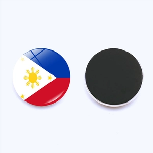Detail of 25mm Philippines flag glass fridge magnet showing front and magnetic back