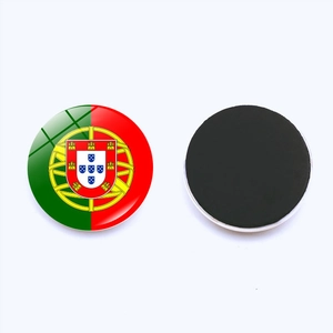Round Portugal flag glass fridge magnets with strong magnetic backing for home decor