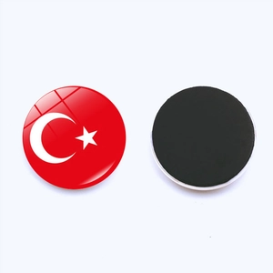 Turkey flag round glass refrigerator magnet with magnetic back for whiteboard decor