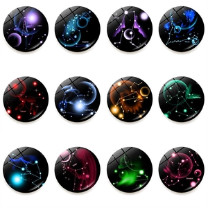 12 Zodiac Signs Crystal Glass Fridge Magnet Constellation Magnetic Refrigerator Sticker For Kitchen Home Office Decor Gift
