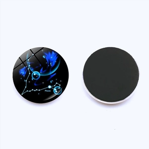 Detailed front and back view of a 30mm Pisces zodiac magnetic crystal glass fridge magnet