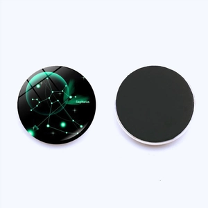 Macro detail showing the Sagittarius zodiac glass dome magnet front and back view