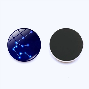 Front and back detail of Aquarius constellation glass fridge magnet with magnetic base