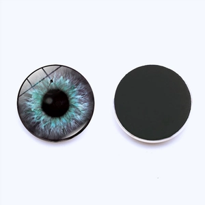Detailed front and back view of 25mm blue eye glass magnet with Roman numerals