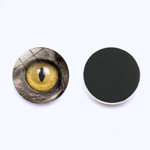 Ronde 30mm glazen koelkastmagneet met creatief geel dierenoogontwerp en magnetische achterkant