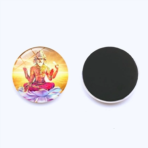 Detail of Lord Brahma Hindu god 25mm round glass dome refrigerator magnet with magnetic back