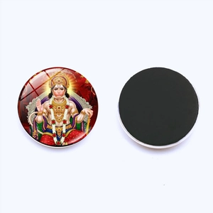 Hindu God Hanuman magnetic glass fridge magnet with colorful pattern and soft magnetic back
