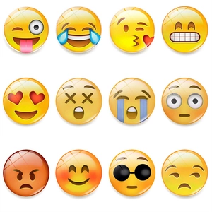 Smile Face Fridge Magnet Crystal Glass Magnetic Yellow Expression Round Home Kitchen Decor Whiteboard Accessories