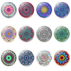Imán de Nevera de Arte Mandala Vidrio de Cristal Redondo Bohemio Geométrico Decoración Magnética para Refrigerador Hogar Oficina